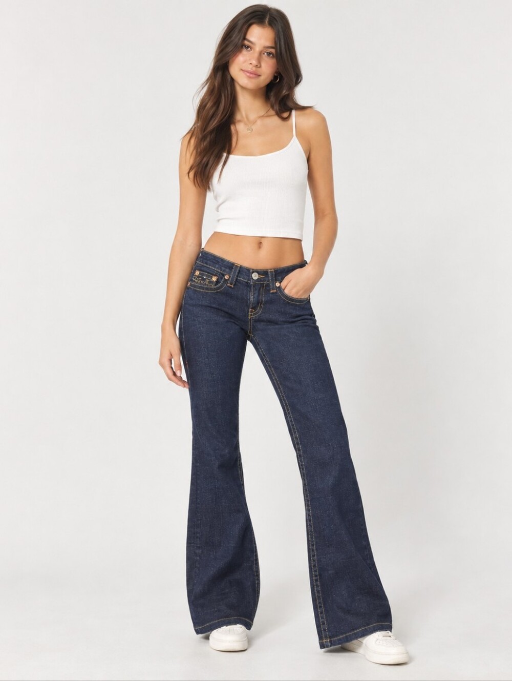True Religion Women’s Size 31 Dark Wash Flare Jeans Low Rise Denim